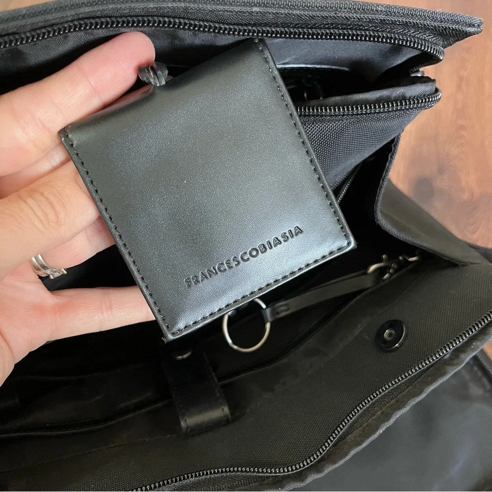 Francesco Biasia black nylon lap top work bag